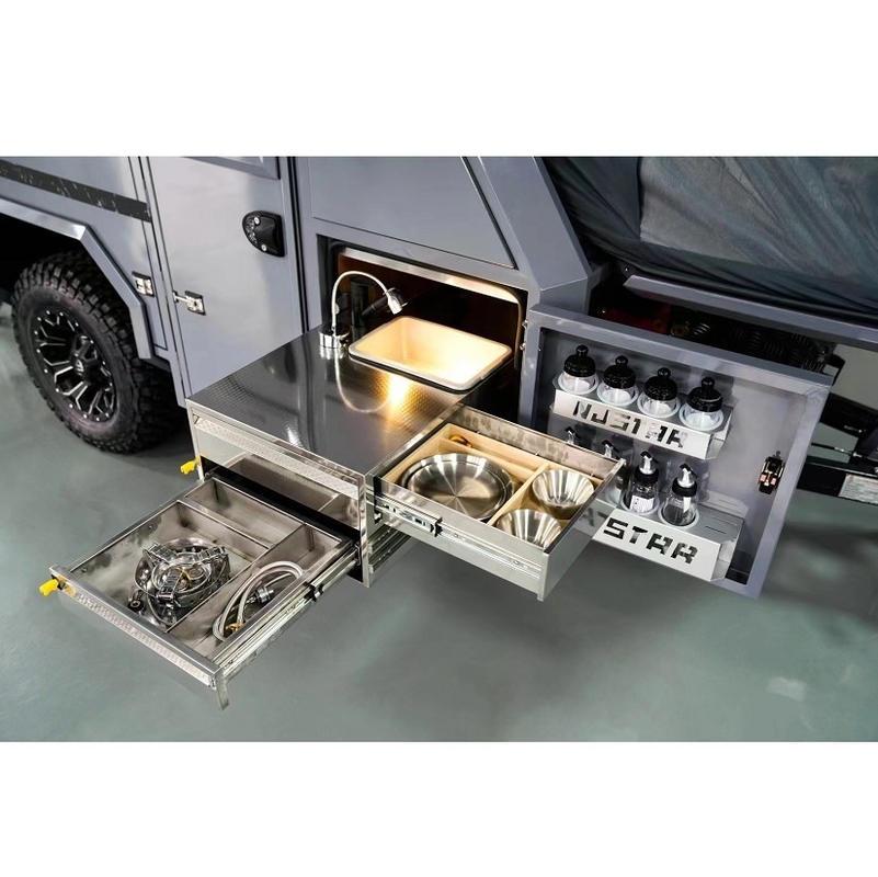 16ft Off Road Folding Camper Trailer με χωρητικότητα 2 ενηλίκων & 2 παιδιών Travel Trailer