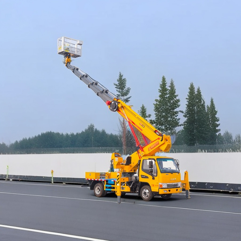 25m Diesel Aerial Work Platform Truck 2 άξονες με εμπρός V και πίσω V Outriggers αντλία έκτακτης ανάγκης