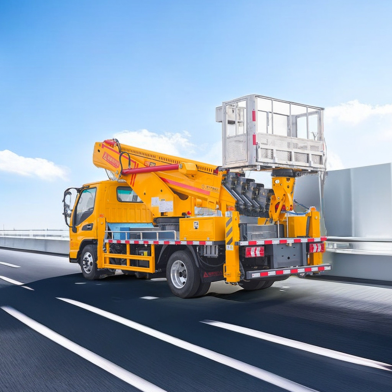 25m Diesel Aerial Work Platform Truck 2 άξονες με εμπρός V και πίσω V Outriggers αντλία έκτακτης ανάγκης