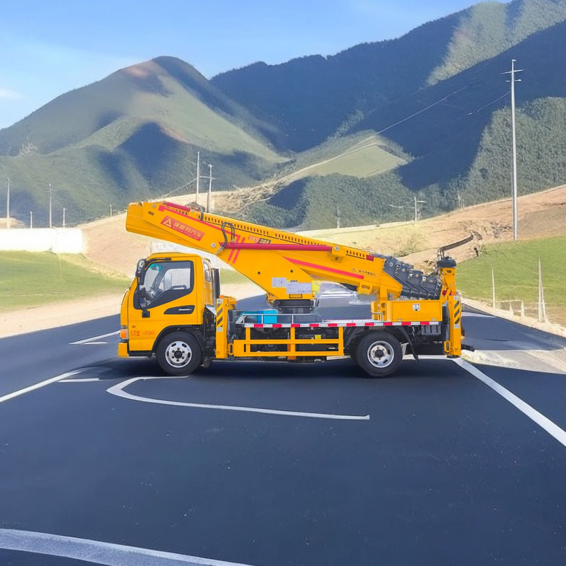 25m Diesel Aerial Work Platform Truck 2 άξονες με εμπρός V και πίσω V Outriggers αντλία έκτακτης ανάγκης